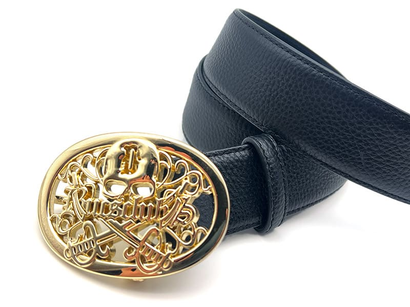 Leather Belt Golden Oval Buckle 
