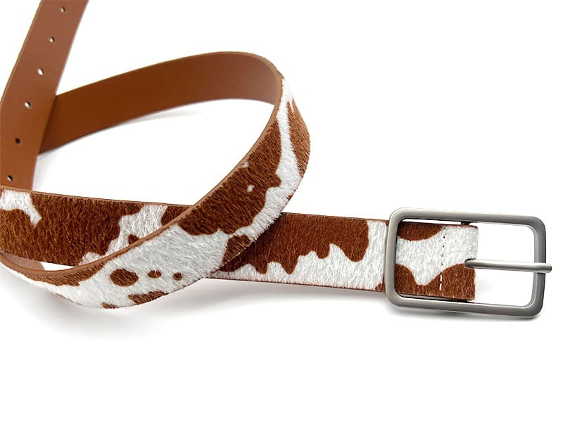 Cow Print Faux Leather Belt