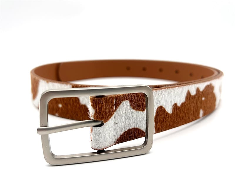 Cow Print Faux Leather Belt