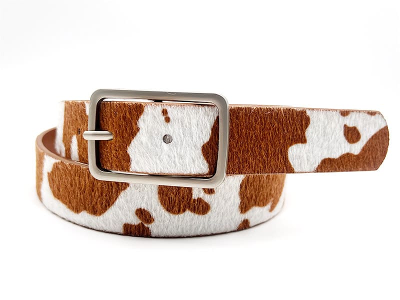 Cow Print Faux Leather Belt