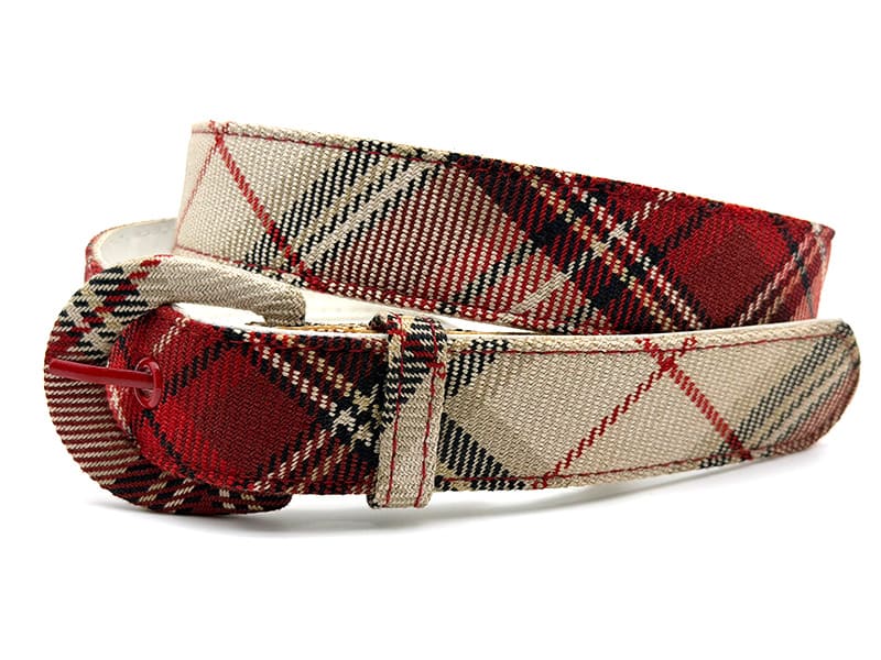 Tartan Fabric Wrapped Belt