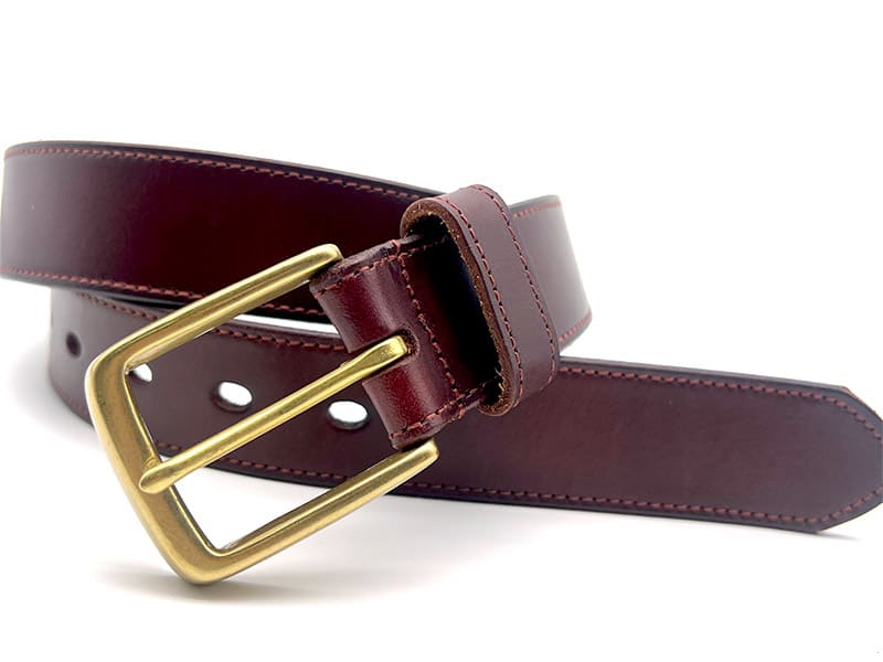 Burgundy Leather Belt | Double Layer Belt from China Factory