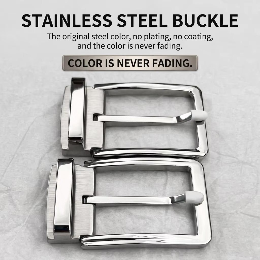 Custom Leather Belt with a Stainless Steel Buckle Custom Leather Belt with a Stainless Steel Buckle