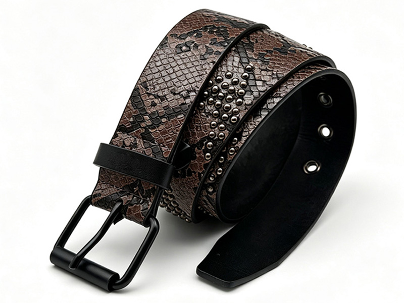 Custom Snake Pattern PU Belt | Vintage Belt Manufacturer