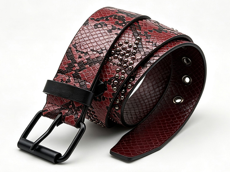 Custom Snake Pattern PU Belt | Vintage Belt Manufacturer