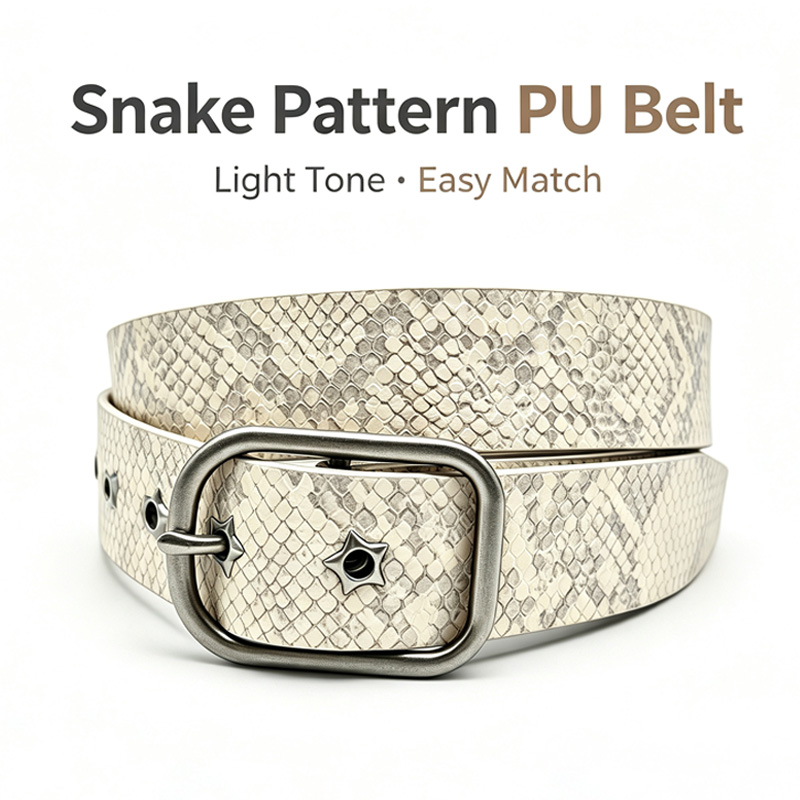 Faux Snake Skin Belt with Star Eyelets | Y2K Punk Fashion Faux Snake Skin Belt with Star Eyelets | Y2K Punk Fashion